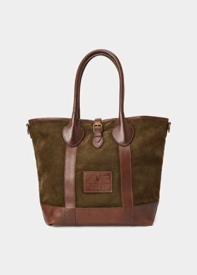 Bolsos De Mano Polo Ralph Lauren Hombre Verde Oliva - Heritage Suede - OGCWZ9023